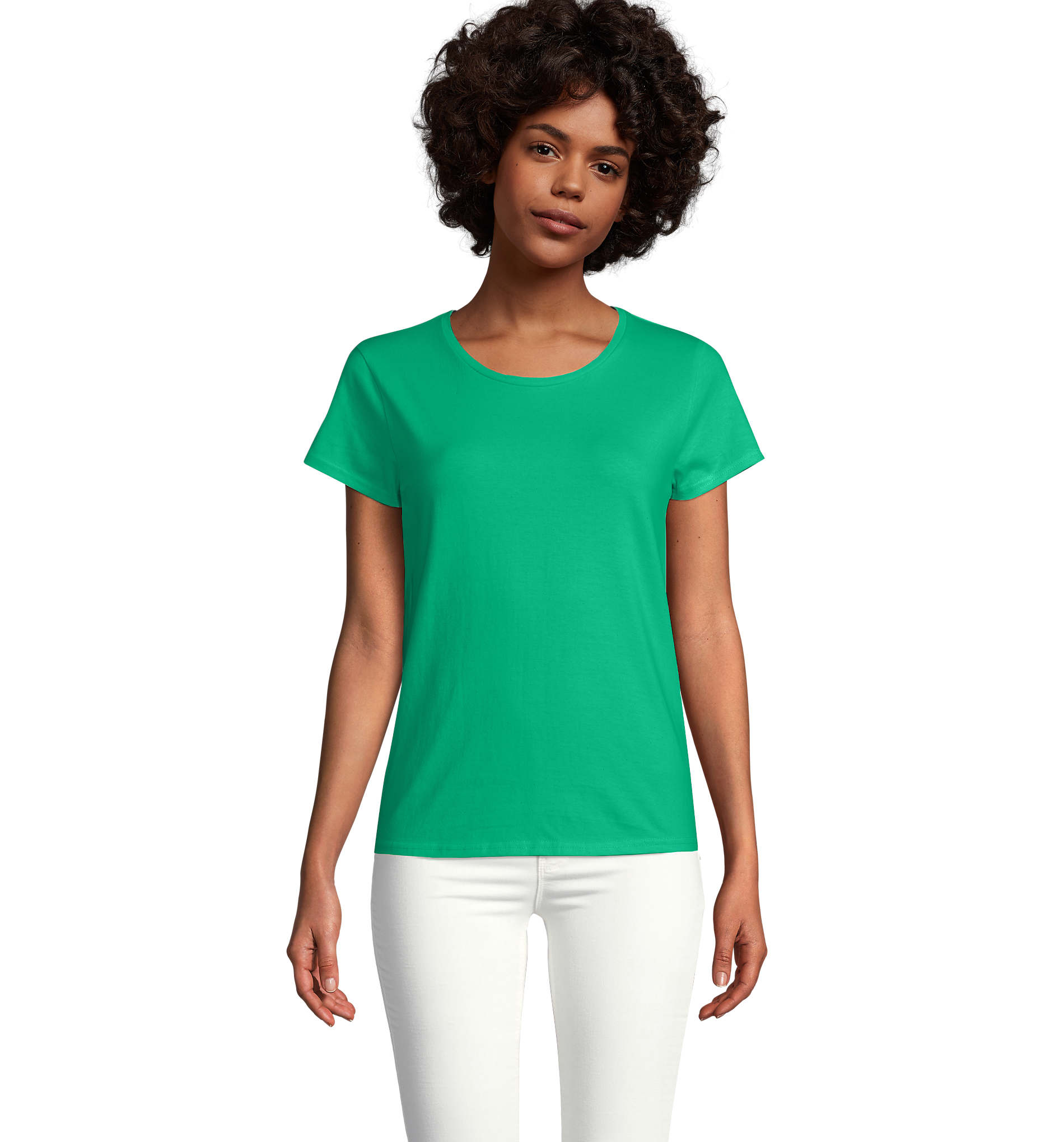 T-shirt promotionnel coton bio et recyclé femme 150g Crusader Vert Prairie